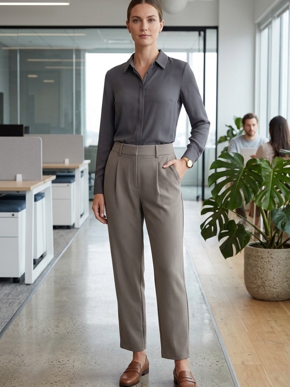 Halara Dark Gray Straight Leg Pants – Medium Petite new work pants breezy